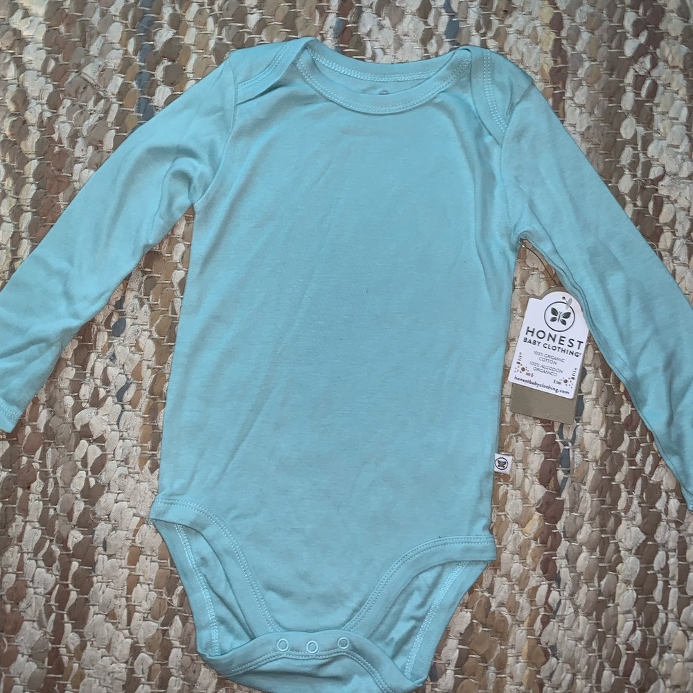 The Honest Company Light Blue Long Sleeve Bodysuit